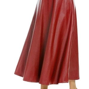Faux/Vegan Leather High Waisted Skater Skirt Aline